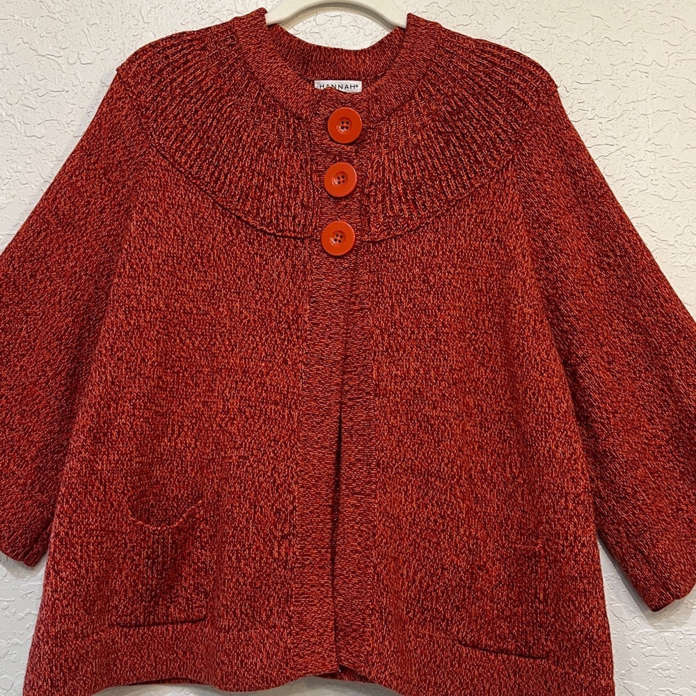 Hannah Rust Marled Knit Button Front Cardigan Sweater Large - Picture 2 of 11